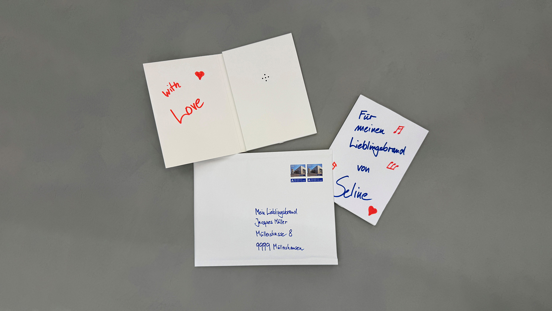 Audiokarte und Couvert des Direct Mailings Singing Card von Swiss Post Advertising